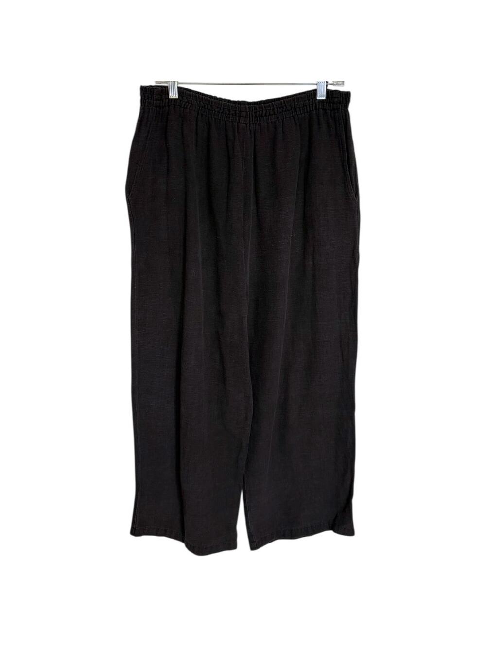 Sangam Cotton Elastic Waist Pants Women’s XL Black Lagenlook Classic Staple
